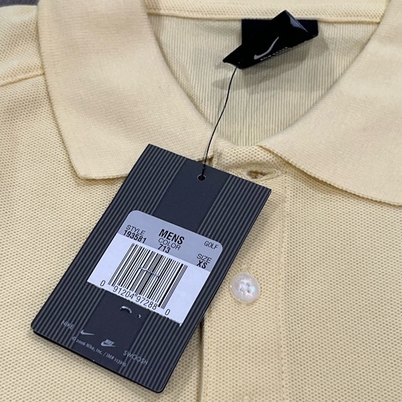 NWT Nike Golf Pale Yellow Polo Shirt Size XS Tiger Woods Nike Swoosh Performance - Picture 6 of 10